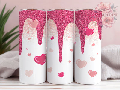 Glitter Pink Hearts Tumbler, Pink Hearts Tumbler, Valentine 20oz Wrap, Sublimation Design, Romantic Gift Idea, Sparkly Hearts Wrap, Stylish Love Tumbler Sublimation Li Zamperini 