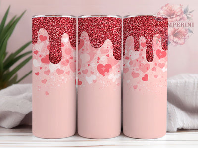 Glitter Pink Hearts Tumbler, Pink Hearts Tumbler, Valentine 20oz Wrap, Sublimation Design, Romantic Gift Idea, Sparkly Hearts Wrap, Stylish Love Tumbler Sublimation Li Zamperini 