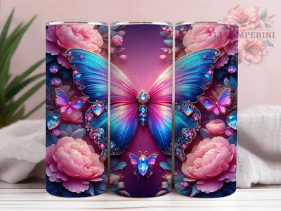 Glitter Pink Teal Butterfly Tumbler, Glitter Wildflower Tumbler, Sparkling Butterfly Wrap, Whimsical Floral Wrap, Artistic Glitter Wrap, Sublimation Design, Trendy Gift Idea Sublimation Li Zamperini 