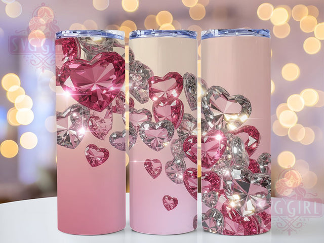 Glitter Pink Valentine Tumbler, Valentine’s Day Wrap, Sparkly Love Cup, 20oz Sublimation Wrap, Stylish Glitter Heart Design Tumbler, Artistic Pink Valentine Cup, Romantic Glitter Theme Wrap Sublimation SvggirlplusArt 