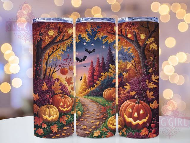 Glitter Pumpkin Fall Harvest Tumbler, Fall Harvest Wrap, 20oz Sublimation, Autumn Bats Cup, Sparkle Pumpkin Mug, Halloween Glitter Tumbler, Harvest Drinkware Sublimation SvggirlplusArt 