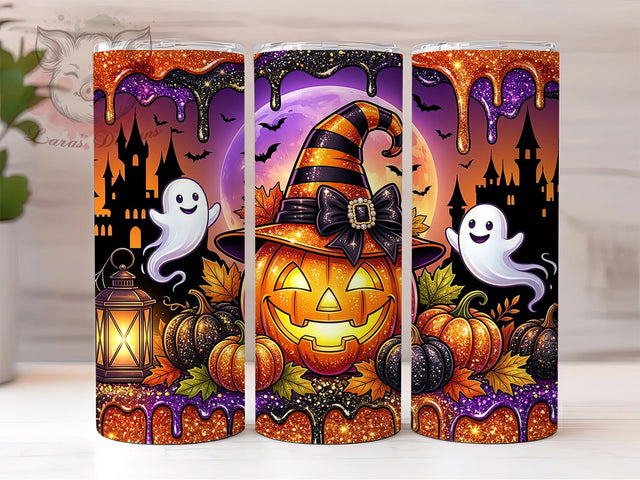 Glitter Pumpkin Witch 20oz Tumbler, Glitter Pumpkin Witch, 20oz Tumbler Wrap, Sublimation Design, Cute Witch PNG, Glitter Tumbler Wrap, Pumpkin Tumbler Design, Digital Download Sublimation Lara' s Designs 