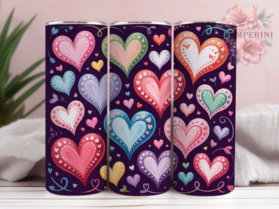 Glitter Purple Hearts Tumbler, Romantic Heart Wrap, Glitter Purple Cup, 20oz Sublimation Wrap, Stylish Heart Design Tumbler, Artistic Purple Love Cup, Valentine Heart Theme Wrap Sublimation Li Zamperini 