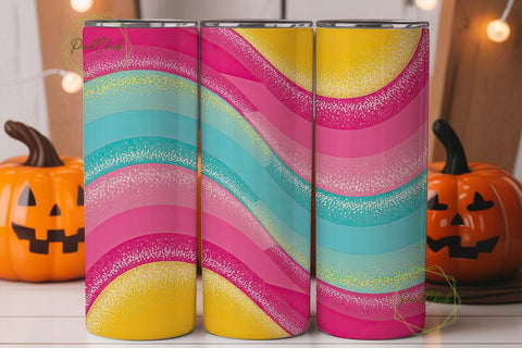 Glitter Rainbow 20oz Tumbler Wrap Sublimation PixelChick 