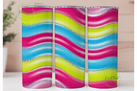Glitter Rainbow 20oz Tumbler Wrap Sublimation PixelChick 