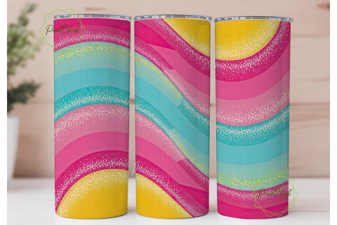 Glitter Rainbow 20oz Tumbler Wrap Sublimation PixelChick 