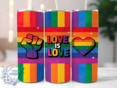 Glitter Rainbow Love Is Love Tumbler, Love Is Love Glitter Cup, Rainbow Glitter Pride Tumbler, Glitter Love Is Love Wrap, LGBTQ Pride Glitter Drinkware, Sublimation Glitter Tumbler Sublimation ToriDesigns 