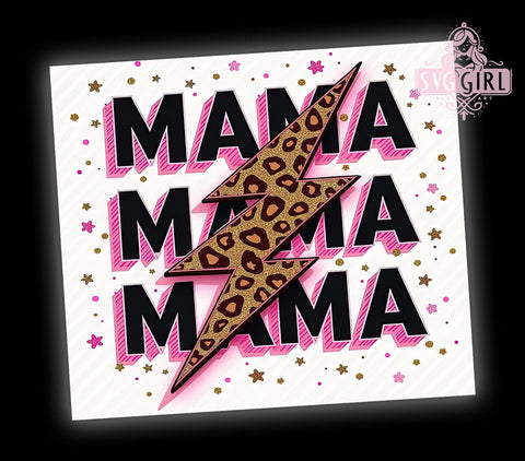Glitter Retro Mama, Pink Mom, Leopard Print, Tumbler Wrap, 20oz Tumbler, Sublimation Design, Stylish Mom Gift, Animal Print Tumbler Sublimation SvggirlplusArt 