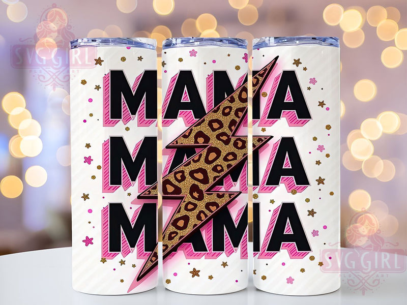 Glitter Retro Mama, Pink Mom, Leopard Print, Tumbler Wrap, 20oz Tumbler, Sublimation Design, Stylish Mom Gift, Animal Print Tumbler Sublimation SvggirlplusArt 