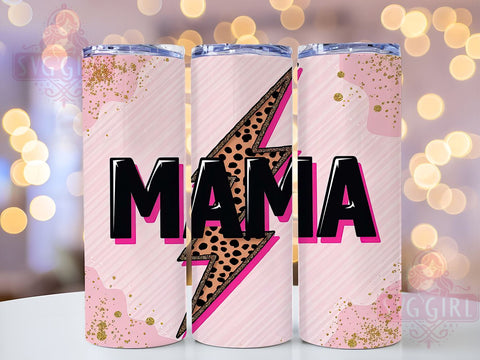 Glitter Retro Mama, Pink Mom, Leopard Print, Tumbler Wrap, 20oz Tumbler, Sublimation Design, Stylish Mom Gift, Animal Print Tumbler Sublimation SvggirlplusArt 