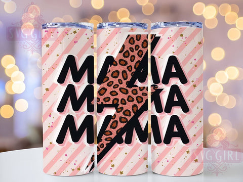 Glitter Retro Mama, Pink Mom, Leopard Print, Tumbler Wrap, 20oz Tumbler, Sublimation Design, Stylish Mom Gift, Animal Print Tumbler Sublimation SvggirlplusArt 