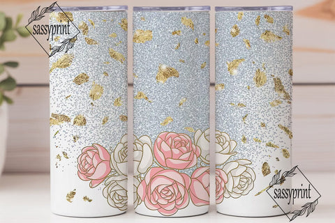 Glitter Rose Gold Floral 20oz Tumbler Sublimation sassyprint 
