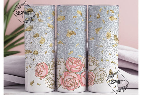 Glitter Rose Gold Floral 20oz Tumbler Sublimation sassyprint 