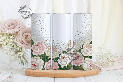 Glitter Rose Gold Floral 20oz Tumbler Sublimation sassyprint 
