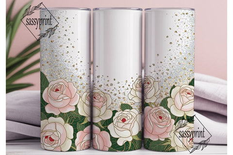 Glitter Rose Gold Floral 20oz Tumbler Sublimation sassyprint 