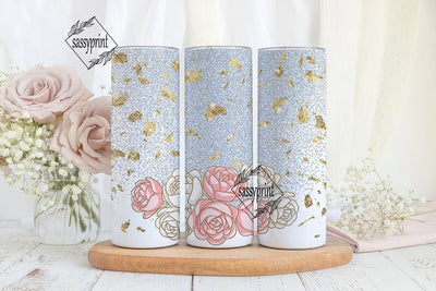 Glitter Rose Gold Floral 20oz Tumbler Sublimation sassyprint 