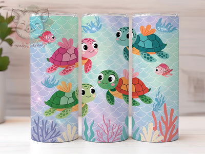 Glitter Sea Turtle Tumbler, Baby Turtle Tumbler, Glitter Ocean Wrap, Cute Turtle Wrap, Rustic Sea Life Wrap, Sublimation Design, Trendy Gift Idea Sublimation Lara' s Designs 