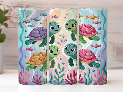 Glitter Sea Turtle Tumbler, Baby Turtle Tumbler, Glitter Ocean Wrap, Cute Turtle Wrap, Rustic Sea Life Wrap, Sublimation Design, Trendy Gift Idea Sublimation Lara' s Designs 