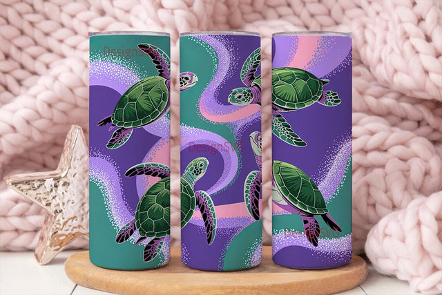 Glitter Sea Turtle Tumbler Wrap Sublimation DesignSVG 