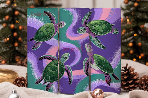 Glitter Sea Turtle Tumbler Wrap Sublimation DesignSVG 