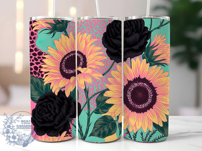Glitter Seamless Sunflower Tumbler, Seamless Floral Tumbler, Sparkling Sunflower Wrap, Rustic Glitter Wrap, Whimsical Flower Wrap, Sublimation Design, Trendy Gift Idea Sublimation ToriDesigns 