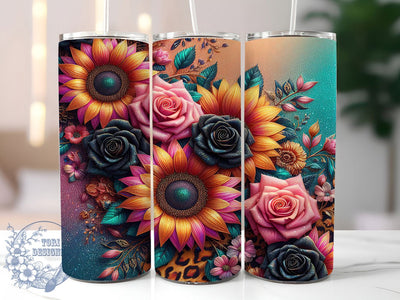 Glitter Seamless Sunflower Tumbler, Seamless Floral Tumbler, Sparkling Sunflower Wrap, Rustic Glitter Wrap, Whimsical Flower Wrap, Sublimation Design, Trendy Gift Idea Sublimation ToriDesigns 