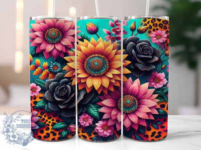 Glitter Seamless Sunflower Tumbler, Seamless Floral Tumbler, Sparkling Sunflower Wrap, Rustic Glitter Wrap, Whimsical Flower Wrap, Sublimation Design, Trendy Gift Idea Sublimation ToriDesigns 