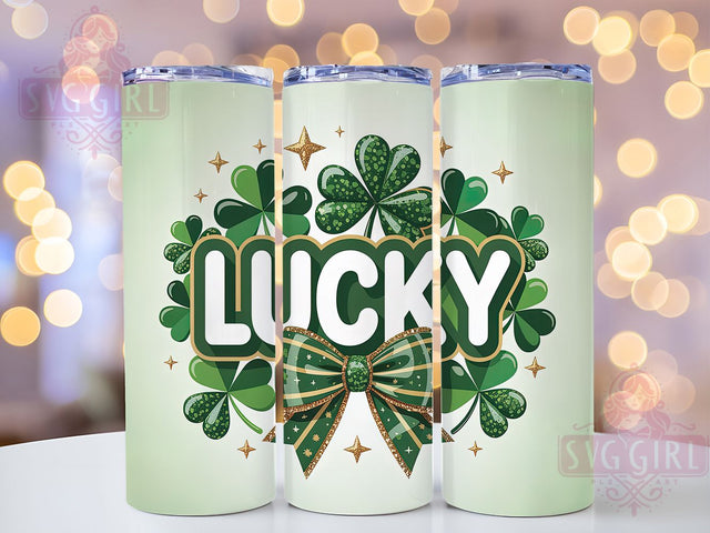 Glitter Shamrock Bow Tumbler, Lucky Clover Tumbler, Stylish 20oz Wrap, Sublimation Design, Trendy Gift Idea, Irish Shamrock Wrap, St. Patrick’s Glitter Tumbler Sublimation SvggirlplusArt 
