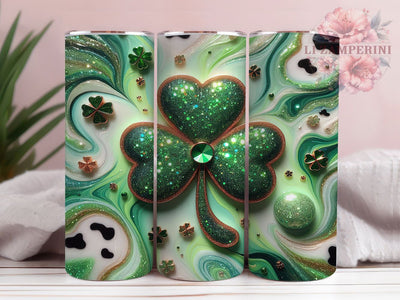 Glitter Shamrock Lucky Tumbler, Lucky Tumbler, Stylish 20oz Wrap, Sublimation Design, Trendy Gift Idea, St Patricks Wrap, Festive Glitter Tumbler Sublimation Li Zamperini 