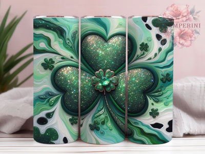 Glitter Shamrock Lucky Tumbler, Lucky Tumbler, Stylish 20oz Wrap, Sublimation Design, Trendy Gift Idea, St Patricks Wrap, Festive Glitter Tumbler Sublimation Li Zamperini 