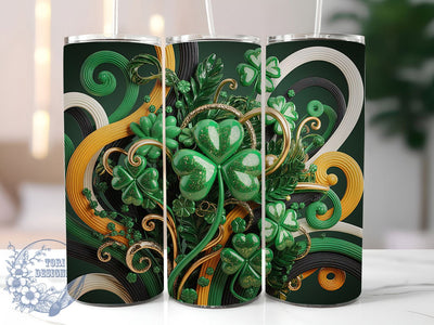 Glitter Shamrock Patrick Tumbler, St Patrick’s Day Theme, Glitter Effect, Festive Irish Style, Lucky Clover Design, Holiday Wrap, 20Oz Tumbler, Sublimation Sublimation ToriDesigns 