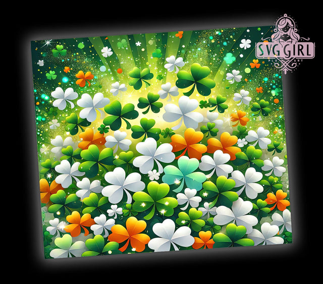 Glitter Shamrock St. Patrick's 20oz Tumbler, Glitter Shamrock Cup, 20oz Sublimation, Clover Drinkware, Irish Clover Tumbler, Green Glitter Mug, Unique St. Paddy's Gift Sublimation SvggirlplusArt 
