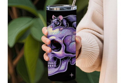 Glitter Skull & Rat 20oz Tumbler Wrap Sublimation DesignSVG 