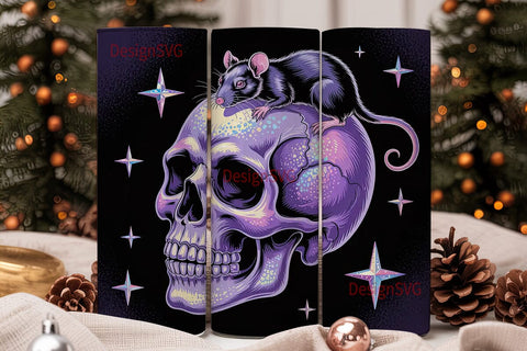 Glitter Skull & Rat 20oz Tumbler Wrap Sublimation DesignSVG 