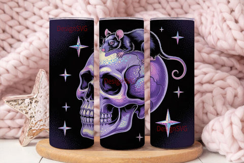 Glitter Skull & Rat 20oz Tumbler Wrap Sublimation DesignSVG 