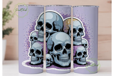 Glitter Skulls 20oz Tumbler Wrap Sublimation PixelChick 