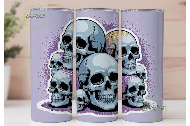 Glitter Skulls 20oz Tumbler Wrap Sublimation PixelChick 