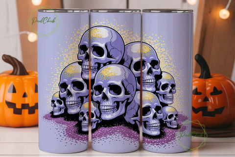 Glitter Skulls 20oz Tumbler Wrap Sublimation PixelChick 