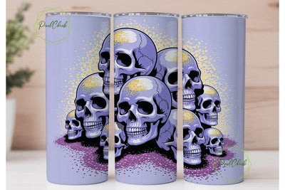 Glitter Skulls 20oz Tumbler Wrap Sublimation PixelChick 
