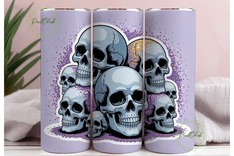 Glitter Skulls 20oz Tumbler Wrap Sublimation PixelChick 
