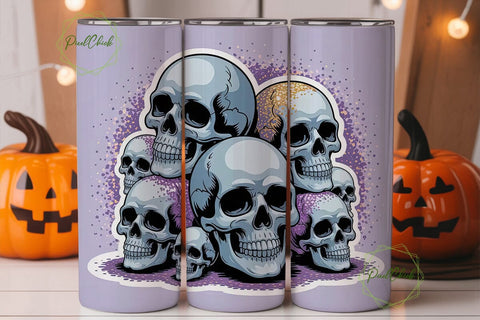 Glitter Skulls 20oz Tumbler Wrap Sublimation PixelChick 