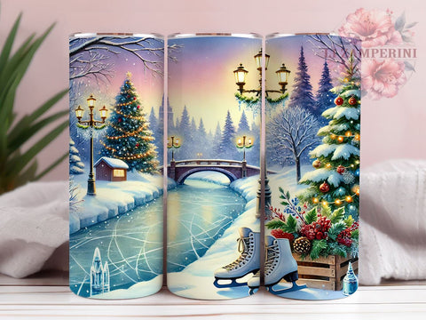 Glitter Snow Landscape Winter Tumbler, Snow Landscape Wrap, Glitter Tumbler, 20oz Sublimation Tumbler, Winter Decor, Holiday Drinkware, Cold Weather Gift Sublimation Li Zamperini 