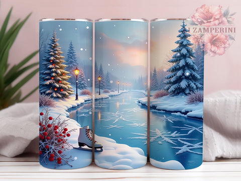 Glitter Snow Landscape Winter Tumbler, Snow Landscape Wrap, Glitter Tumbler, 20oz Sublimation Tumbler, Winter Decor, Holiday Drinkware, Cold Weather Gift Sublimation Li Zamperini 