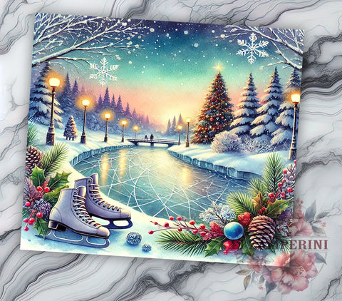 Glitter Snow Landscape Winter Tumbler, Snow Landscape Wrap, Glitter Tumbler, 20oz Sublimation Tumbler, Winter Decor, Holiday Drinkware, Cold Weather Gift Sublimation Li Zamperini 