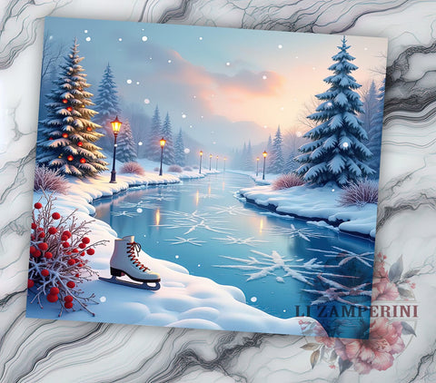 Glitter Snow Landscape Winter Tumbler, Snow Landscape Wrap, Glitter Tumbler, 20oz Sublimation Tumbler, Winter Decor, Holiday Drinkware, Cold Weather Gift Sublimation Li Zamperini 