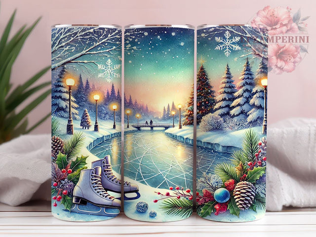 Glitter Snow Landscape Winter Tumbler, Snow Landscape Wrap, Glitter Tumbler, 20oz Sublimation Tumbler, Winter Decor, Holiday Drinkware, Cold Weather Gift Sublimation Li Zamperini 