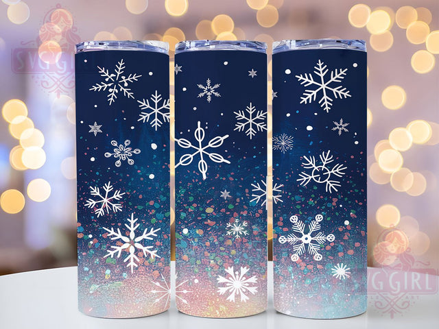 Glitter Snowflake Christmas Tumbler, Christmas Snowflake Wrap, Holiday Glitter Sublimation, 20oz Snowflake Tumbler, Festive Glitter Art, Seasonal Snowflake Mug, Sparkling Winter Cup Sublimation SvggirlplusArt 