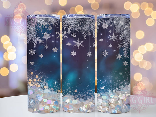 Glitter Snowflake Christmas Tumbler, Christmas Snowflake Wrap, Holiday Glitter Sublimation, 20oz Snowflake Tumbler, Festive Glitter Art, Seasonal Snowflake Mug, Sparkling Winter Cup Sublimation SvggirlplusArt 