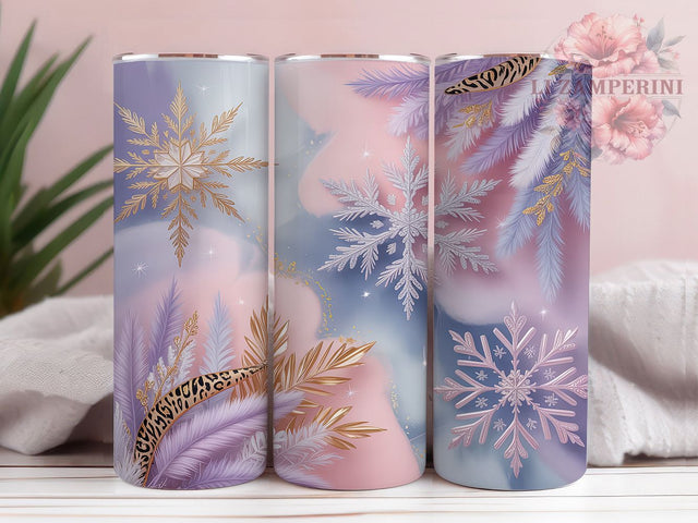 Glitter Snowflake Christmas Tumbler, Winter Holiday Sublimation Design, Festive Christmas Cup Art, 20oz Xmas Tumbler, Whimsical Snowflake Mug, Stylish Glitter Cup, Cozy Winter Wrap Sublimation Li Zamperini 