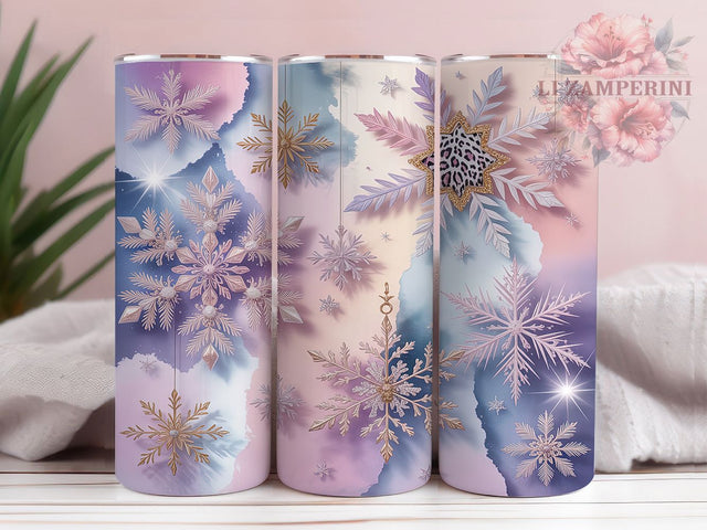Glitter Snowflake Christmas Tumbler, Winter Holiday Sublimation Design, Festive Christmas Cup Art, 20oz Xmas Tumbler, Whimsical Snowflake Mug, Stylish Glitter Cup, Cozy Winter Wrap Sublimation Li Zamperini 
